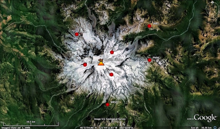 Map of volcano-rainier-proximal stations